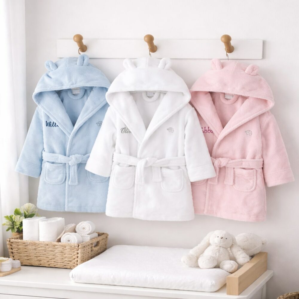 bathrobe-baby-with-name Personalized bathrobe for babies with name, Plushy