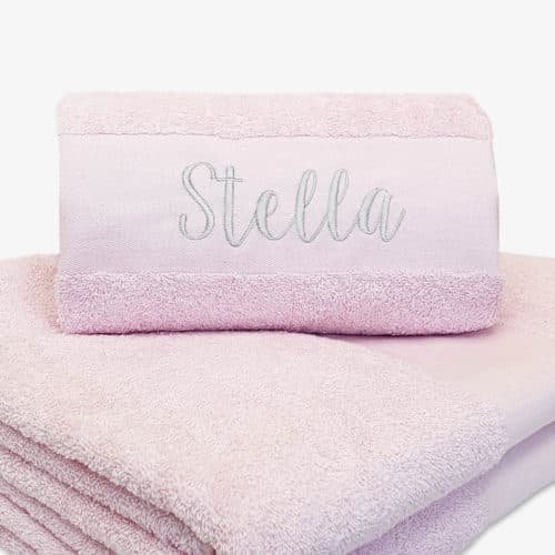 Pink towel with name