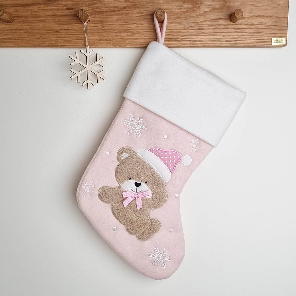 Light pink Christmas stocking with name, 45 cm Christmas stocking with and name dog motif