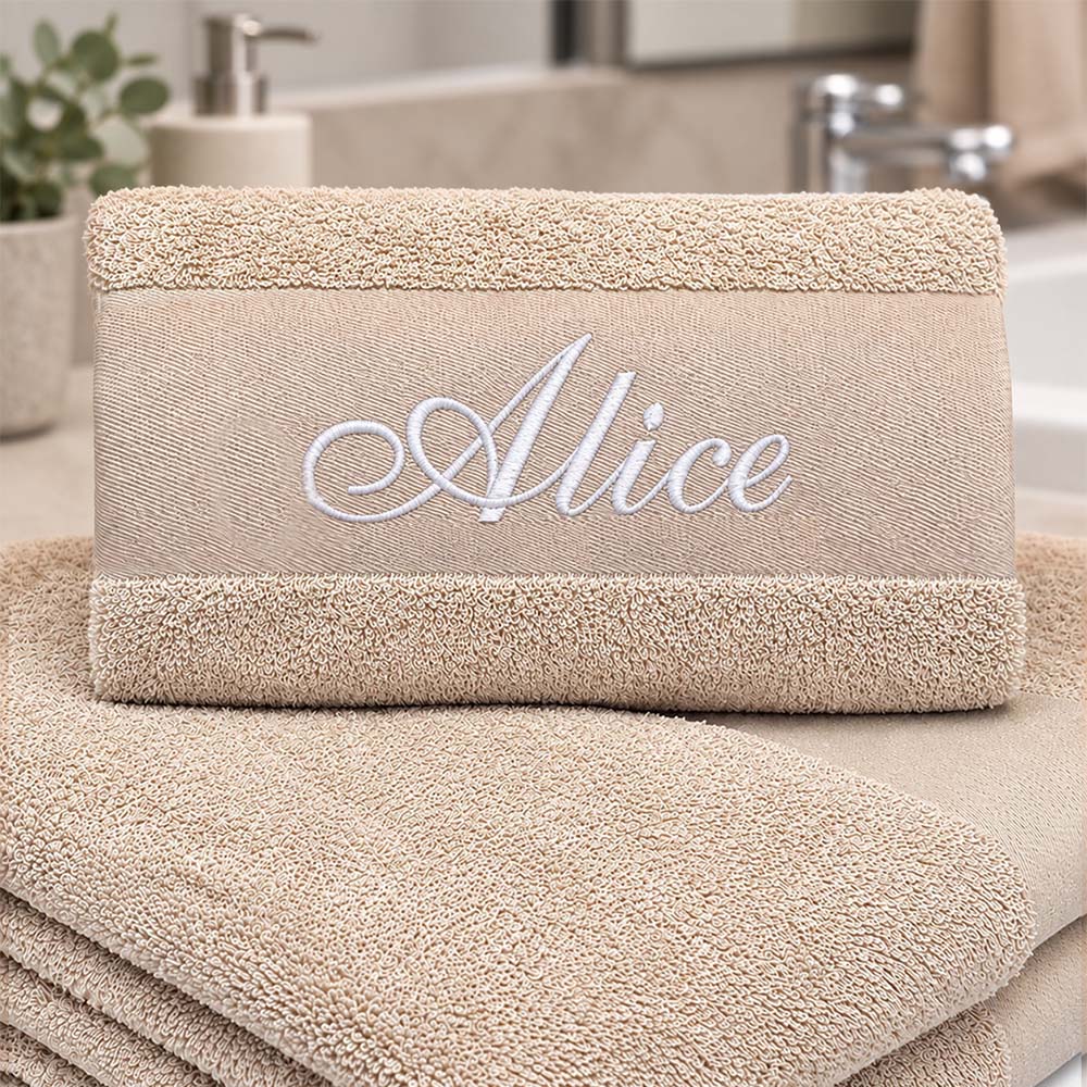 Personalized Beige towel with name