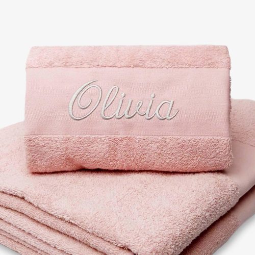 Powder pink towel with name