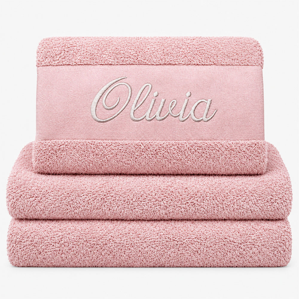 Powder pink towel with name Powder pink towel with name