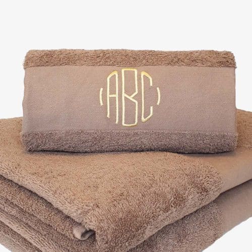 Brown towel with name and monogram