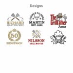 Embroidery design and thread colour options for personalized aprons