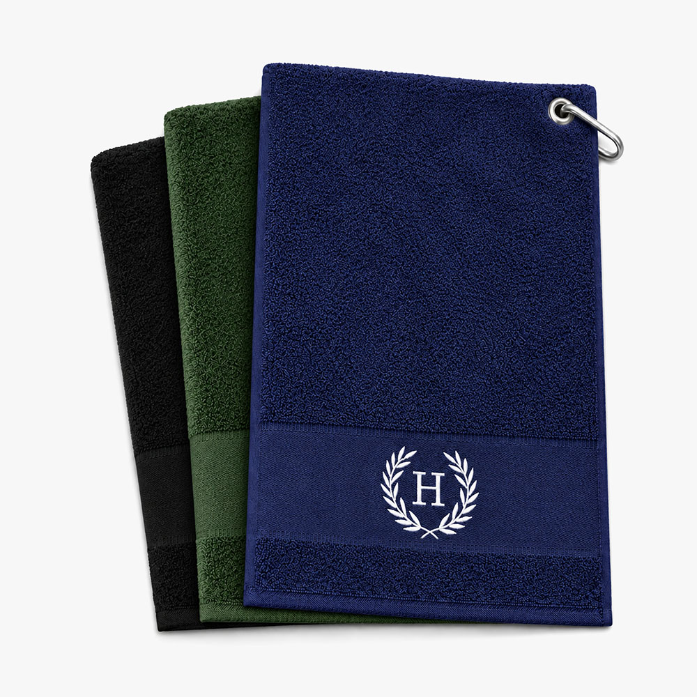 Personalized golf towel with wreath Personalized golf towel with wreath