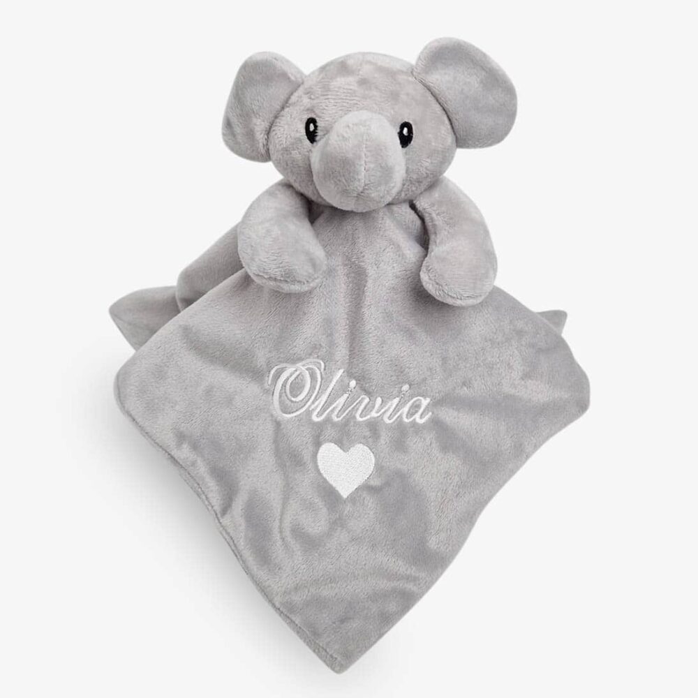 Elephant baby comforter with name - Jumbo Elephant blanket with name - Jumbo
