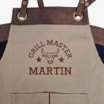 Personalized apron with embroidered name and faux leather details – Eton