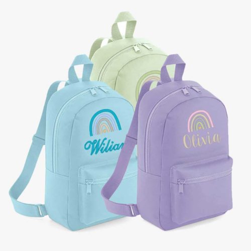 Personalized backpack with name in pastel color