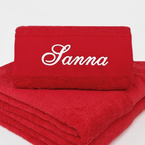 Personalized Towel in red color with name