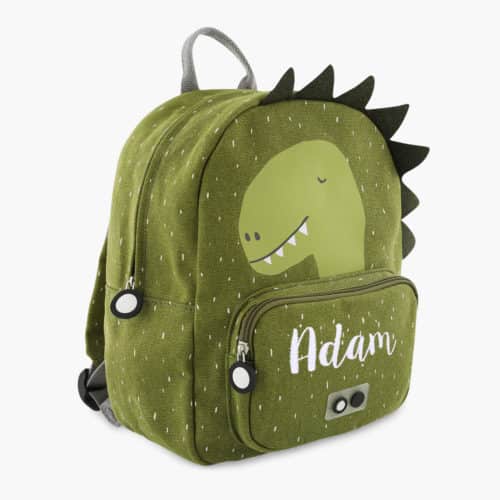 Personalized children's backpack with name and dinosaur motif