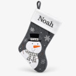 Dark gray Christmas stocking with snowman