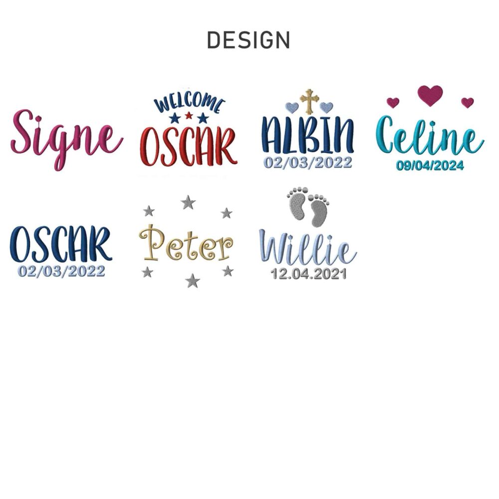 Cubbies baby comforter embroidery design options