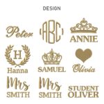 Embroidery design and thread color options for personalized bathrobe, Lux