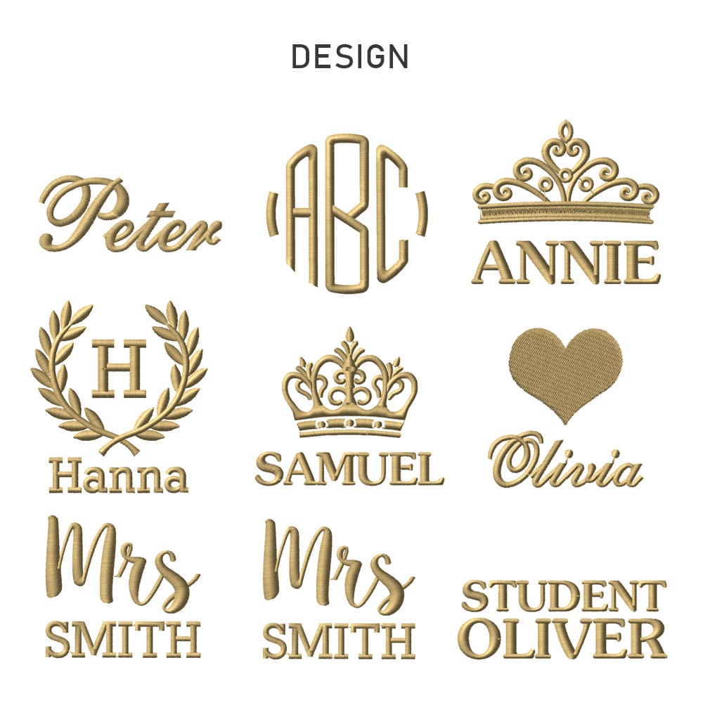 Embroidery design and thread color options for personalized bathrobe, Lux