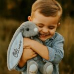 Pearl blue rabbit with name, Kanina