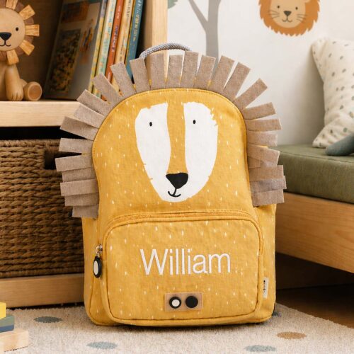 Yellow lion backpack with name