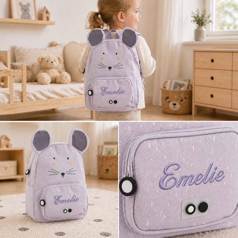 Kids' backpack with mouse motif