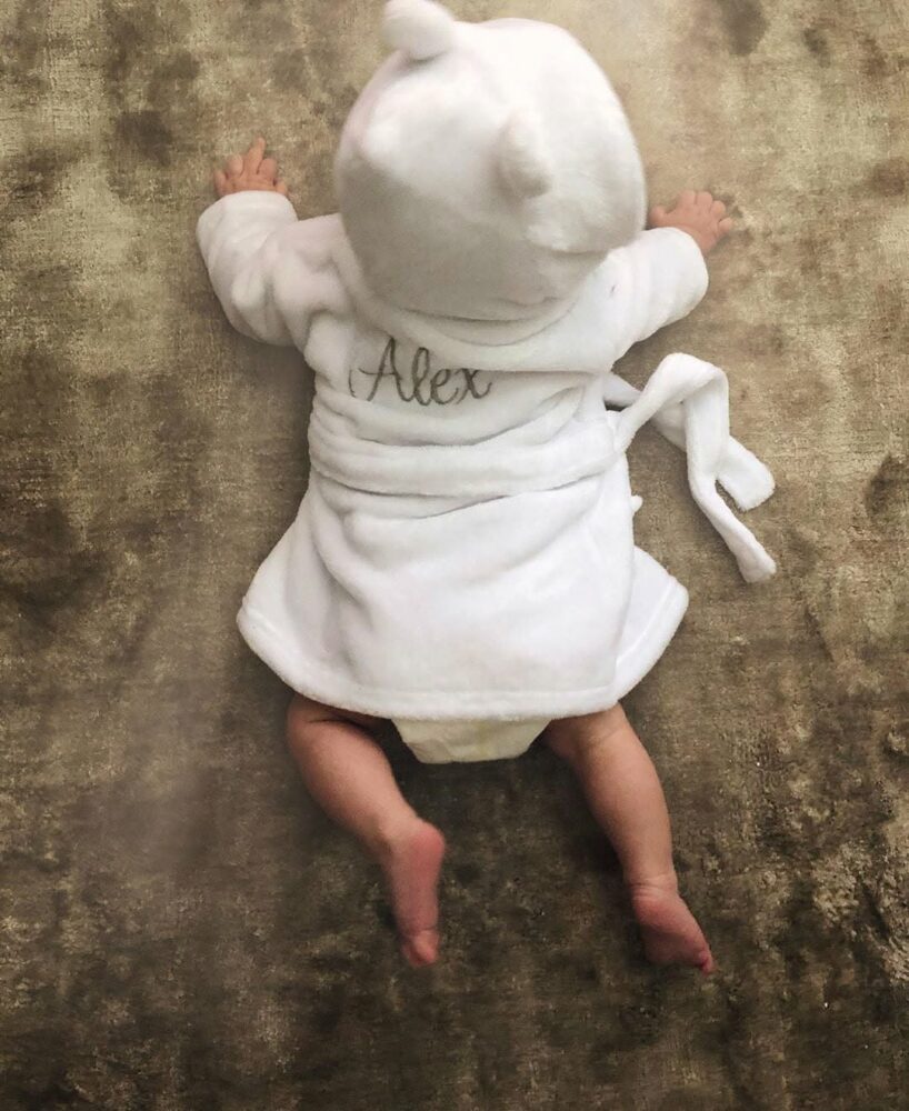 Alex’s personalized baby robe