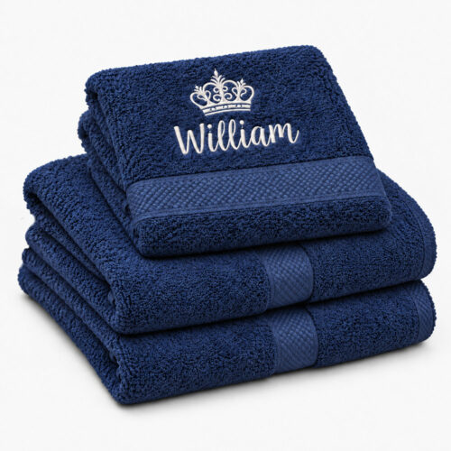 Navy personalized towel with name