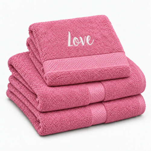 Pink personalized towel with name