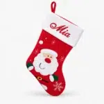 Red xmas stocking with santa motif