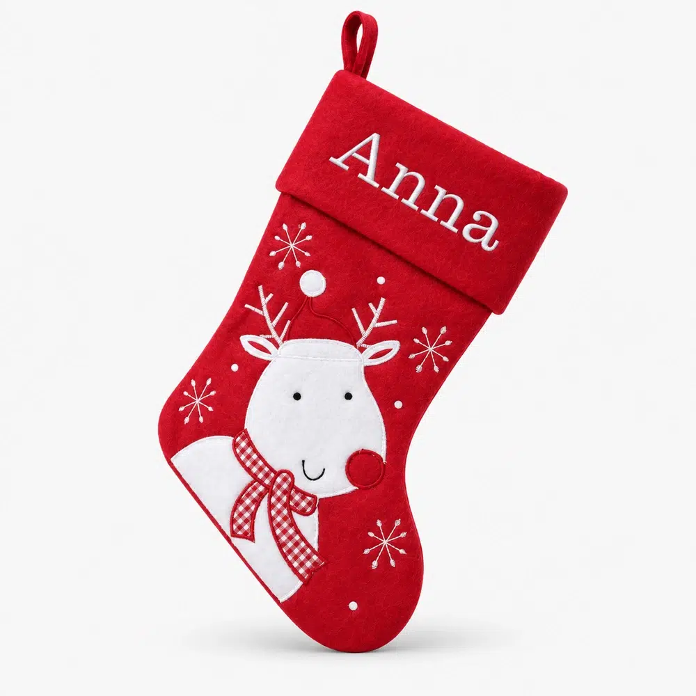 Strumpa-30-1000px Red Christmas stocking with merry reindeer