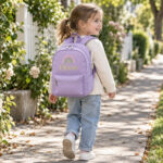 Personalized backpack with name and a child