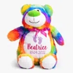 Rainbow teddy bear with name embroidered
