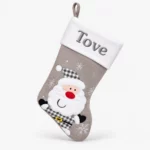 Gray Christmas stocking with Santa