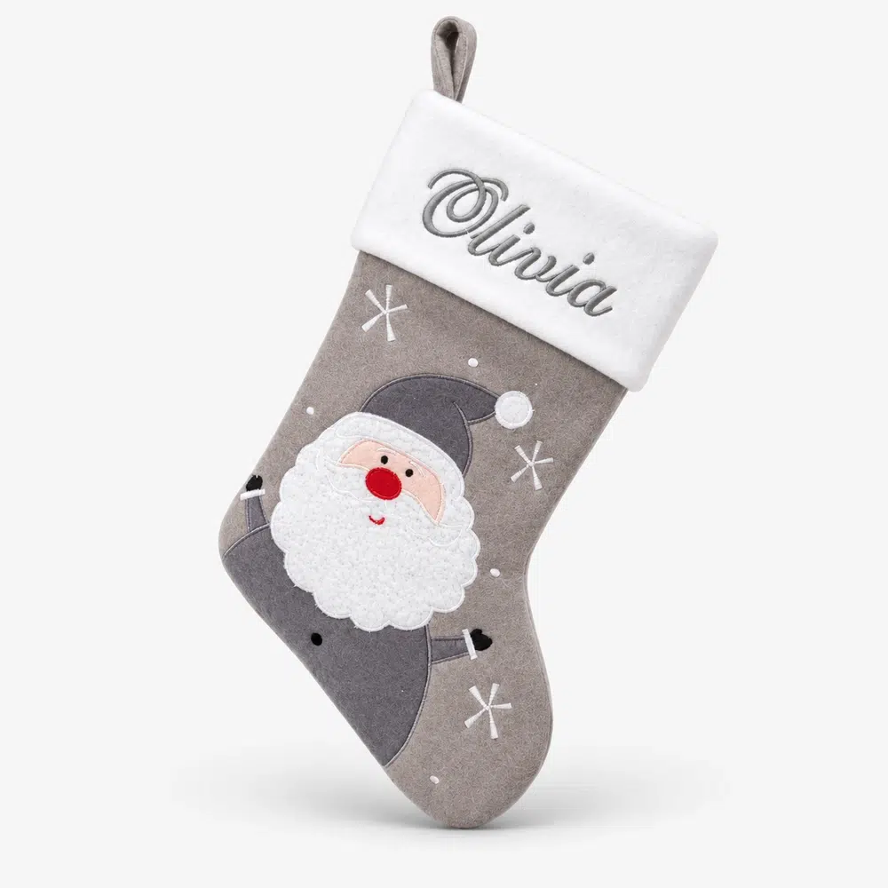 gra-tomte-julstrumpa-med-namn-45-cm Gray Santa Christmas stocking with name printed