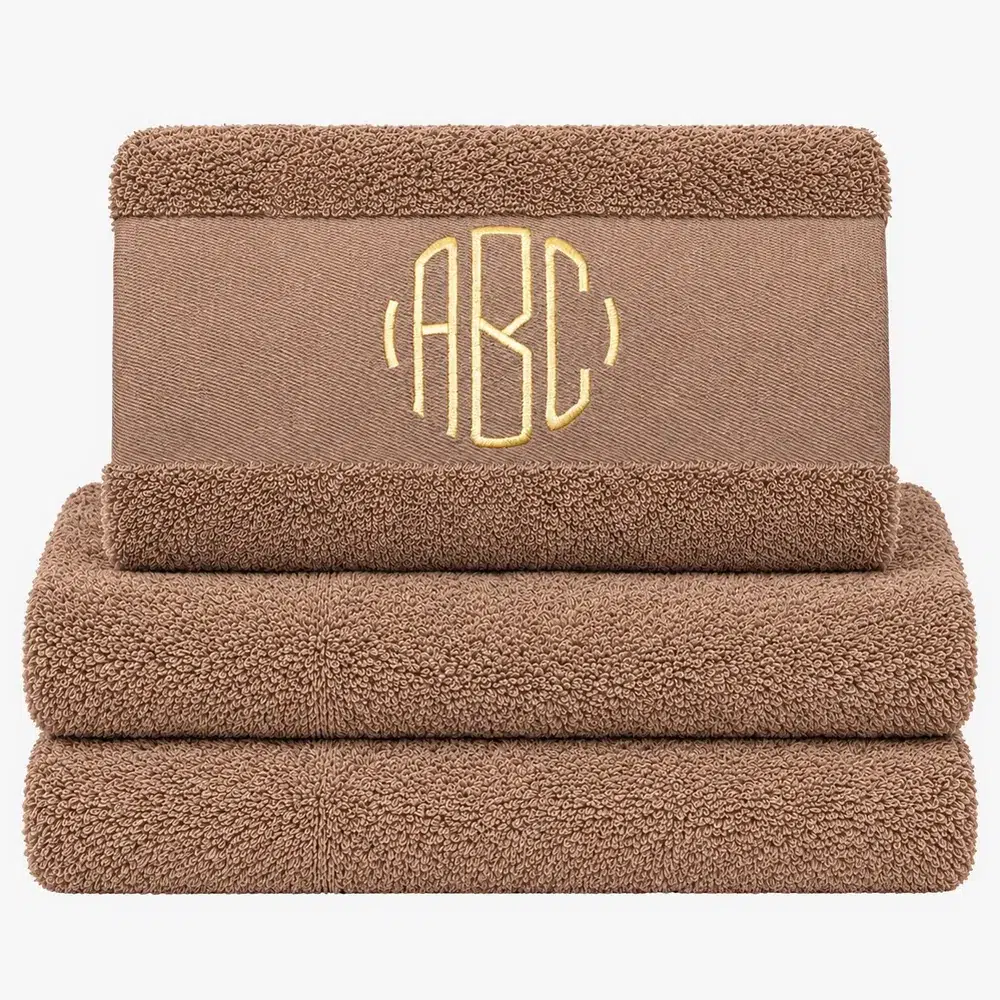 Brown towel with monogram Brown towel with monogram