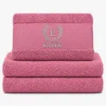 magnolia colored towel with name embroidered