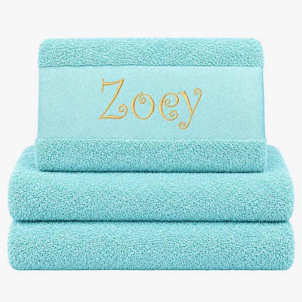 Mint colored towel with name Mint colored towel with name