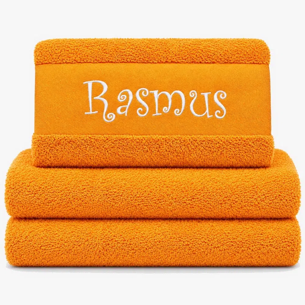 Personalized Towel in orange color with name Personalized Towel in orange color with name