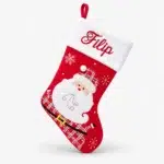 Christmas stocking with name and red Santa