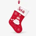 Christmas stocking with name, Santa and snowflakes