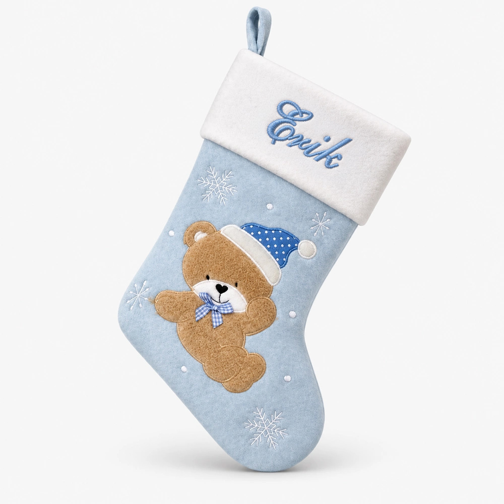 ljusbla-julstrumpa-med-namn-45-cm Light blue Christmas stocking with name