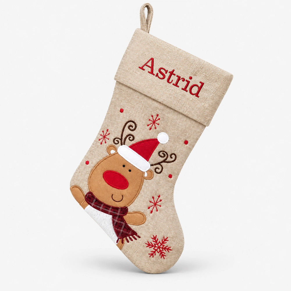 ljusbrun-julstrumpa-med-namn-45-cm Light brown Christmas stocking with name