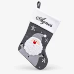 Gray woven Christmas stocking with name