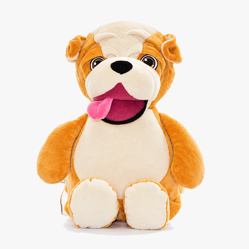 Bulldog soft toy with name embroidered