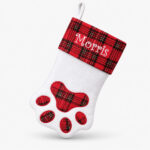 Paw Christmas stocking with name embroidered
