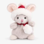 Christmas mouse soft toy from Bukowski with Santa hat and red scarf, 15 cm
