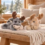 Egil moose soft toy from Bukowski in a cosy home setting